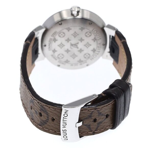 LOUIS VUITTON Tambour Q13ML Diamond Bezel Silver Dial Quartz Ladies Watch - Picture 9 of 11